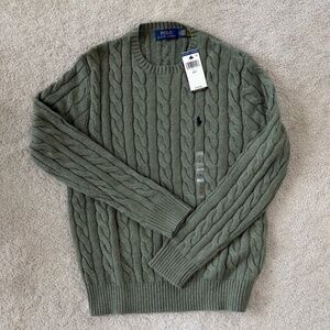 Polo Ralph Lauren Cable Knit 100% Cotton Sweater - Men’s Medium - Sage Green